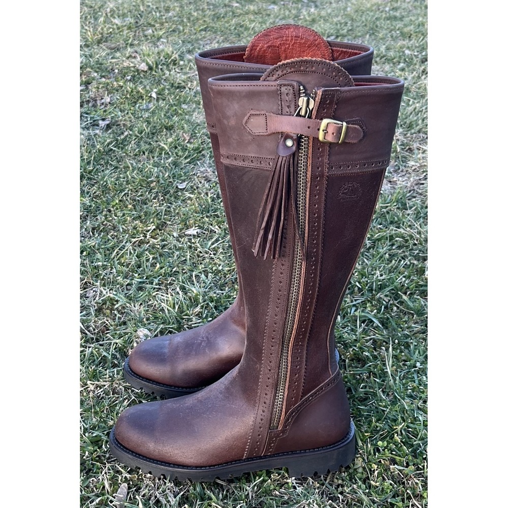 Valverde Tall Riding Boots Brown Leather EU 38 US 7 Equestrian Spain Zip Women